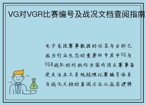 VG对VGR比赛编号及战况文档查阅指南